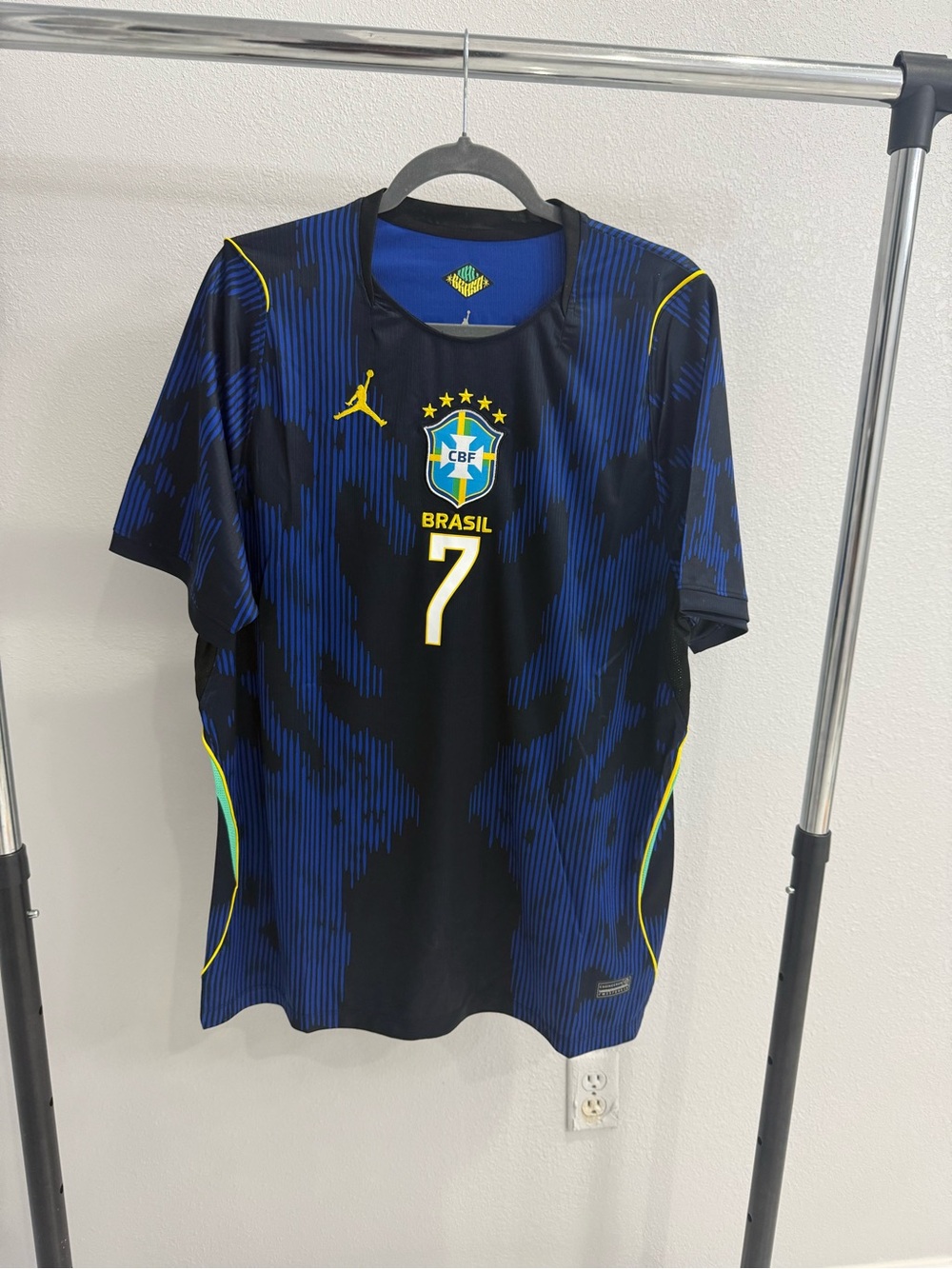Viny JR Brazil National Team #7 Men's Blue Football Jersey (Jordan)